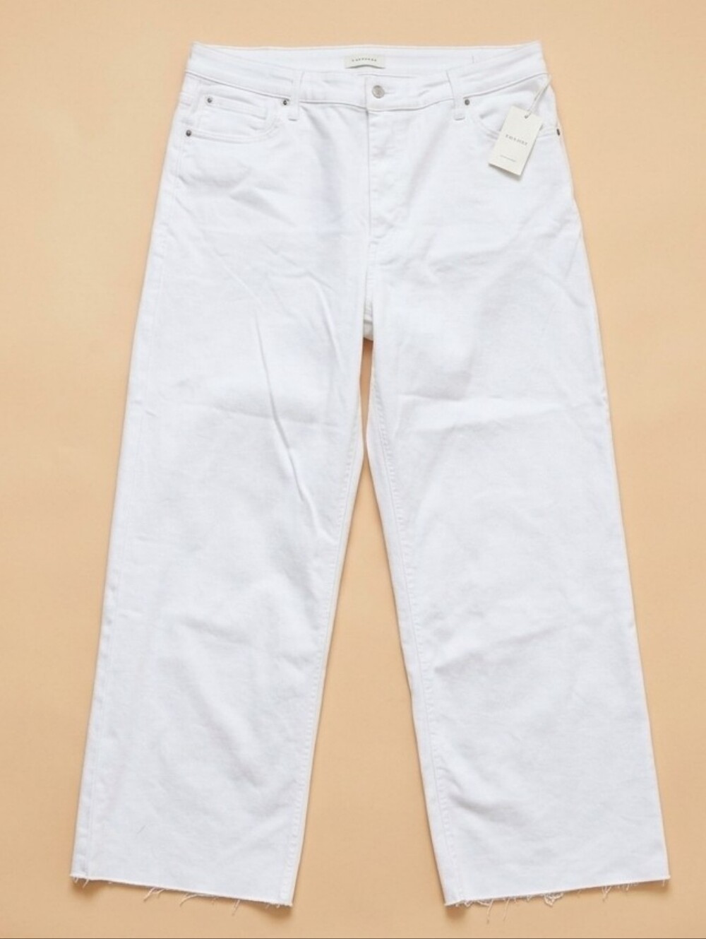 NWT STS Blue Billie High Rise Wide Leg Optic White Fray Hem Crop Jeans 33/16